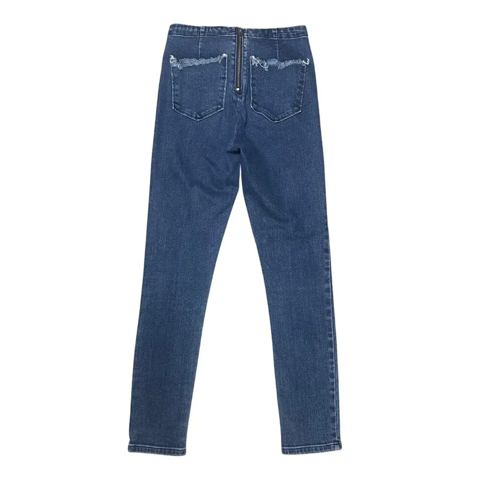 BDG Lace Up High Rise Skinny Jean with Frayed Edges
